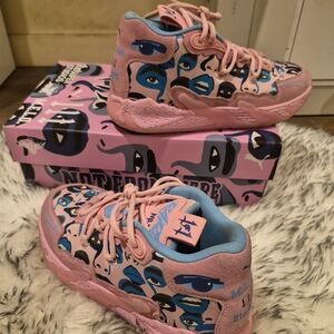 Puma MB.03 Kids Pink and Blue Graphic Sneakers